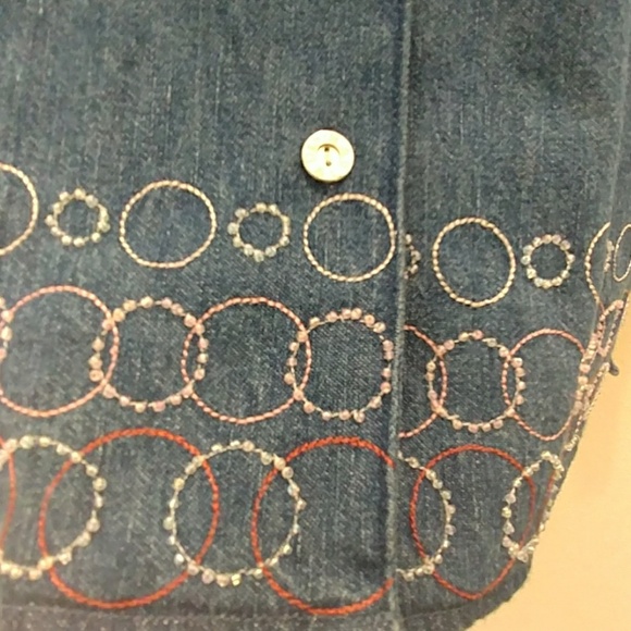 VTG- Denim & Co Button Down Dipped Denim Tunic - Picture 3 of 8